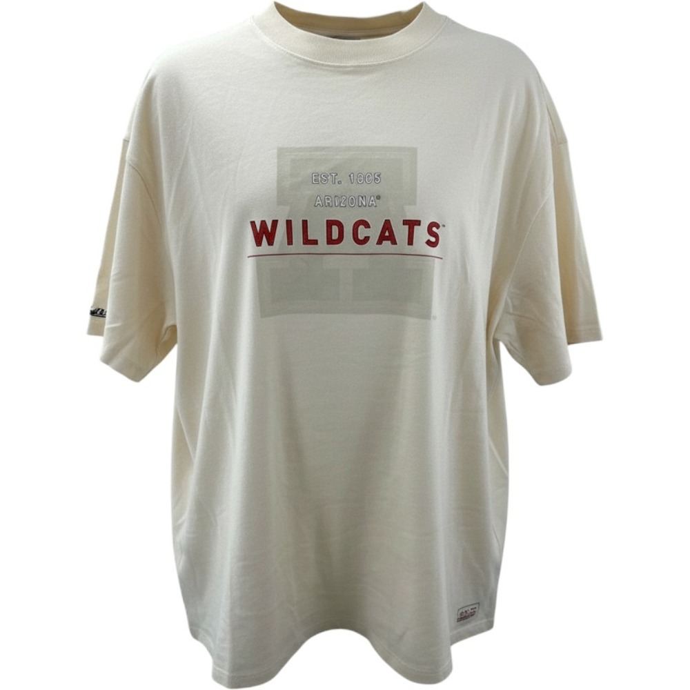Mitchell & Ness NCAA Arizona Wildcats Boyfriend Tee Shirt Womens Large Ivory NEW